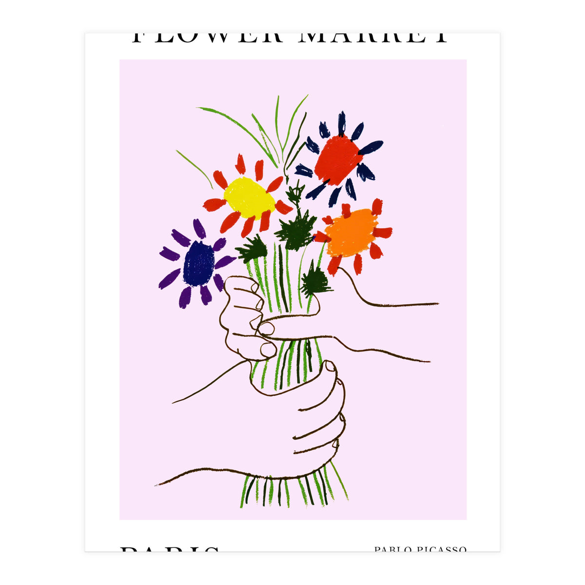 Paris Flower Market Picasso Style Art (Print Only)