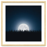 Midnight Serenity: Full Moon Over Forest Silhouettes thumbnail