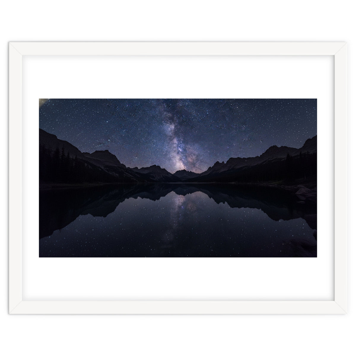 Starlit Reflection: Milky Way Over Mountain Lake