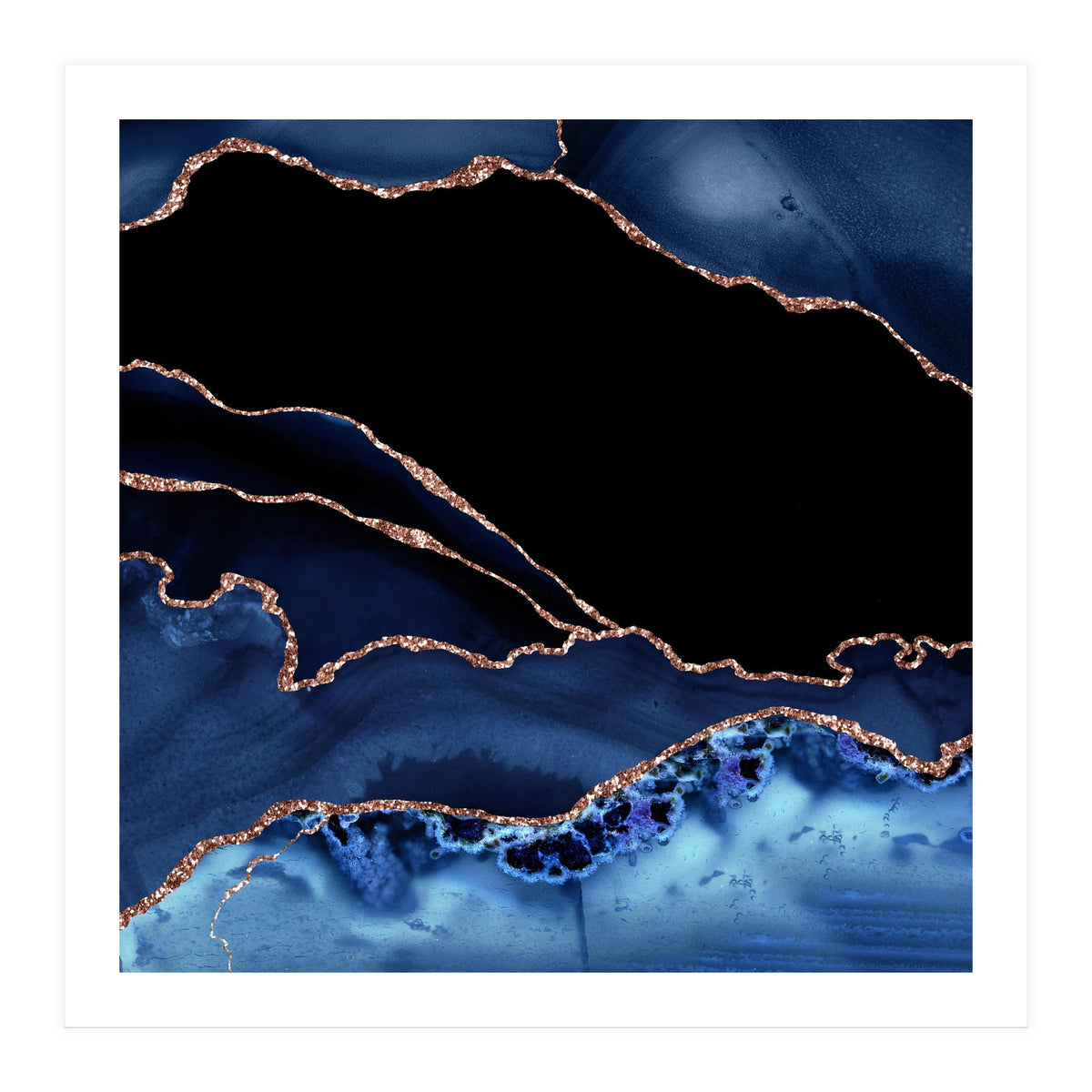 Navy & Rose Gold Agate Texture 14 (Print Only)