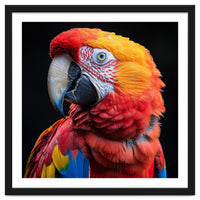 Scarlet Macaw Parrot Close Up Portrait Vivid Colors