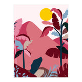 Tropical Sundowner, Pastel Jungle Botanical Nature, Summer Plants Palms Sunset, Mountain Landscape Travel Adventure (Print Only) thumbnail