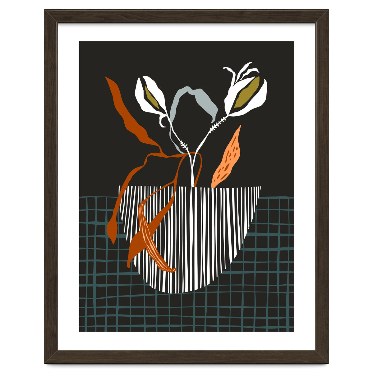 Midcentury plant pot dark