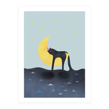 Beauty Sleep - Melting Cat on the crescent moon (Print Only) thumbnail