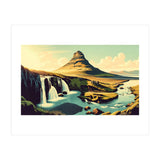 Vintage Iceland, Kirkjufell Mountain Poster (Print Only) thumbnail