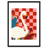 Checkers & The Great Egret, Wildlife Animals Maximalist Eclectic, Bold Heron Botanical Nature Jungle Bohemian thumbnail