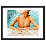 Mi Bebida Por Favor | Modern Bohemian Woman Summer Swim | Swimming Pool Watercolor Fashion Painting thumbnail