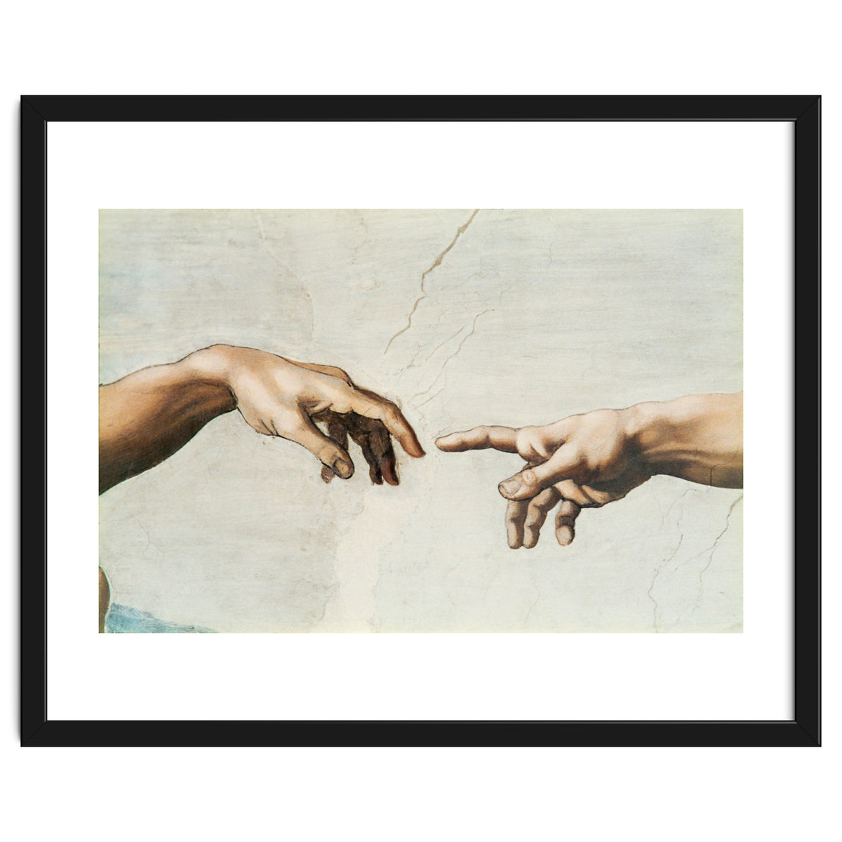 The Sistine Chapel; ceiling frescos after restoration. The creation of Adam.