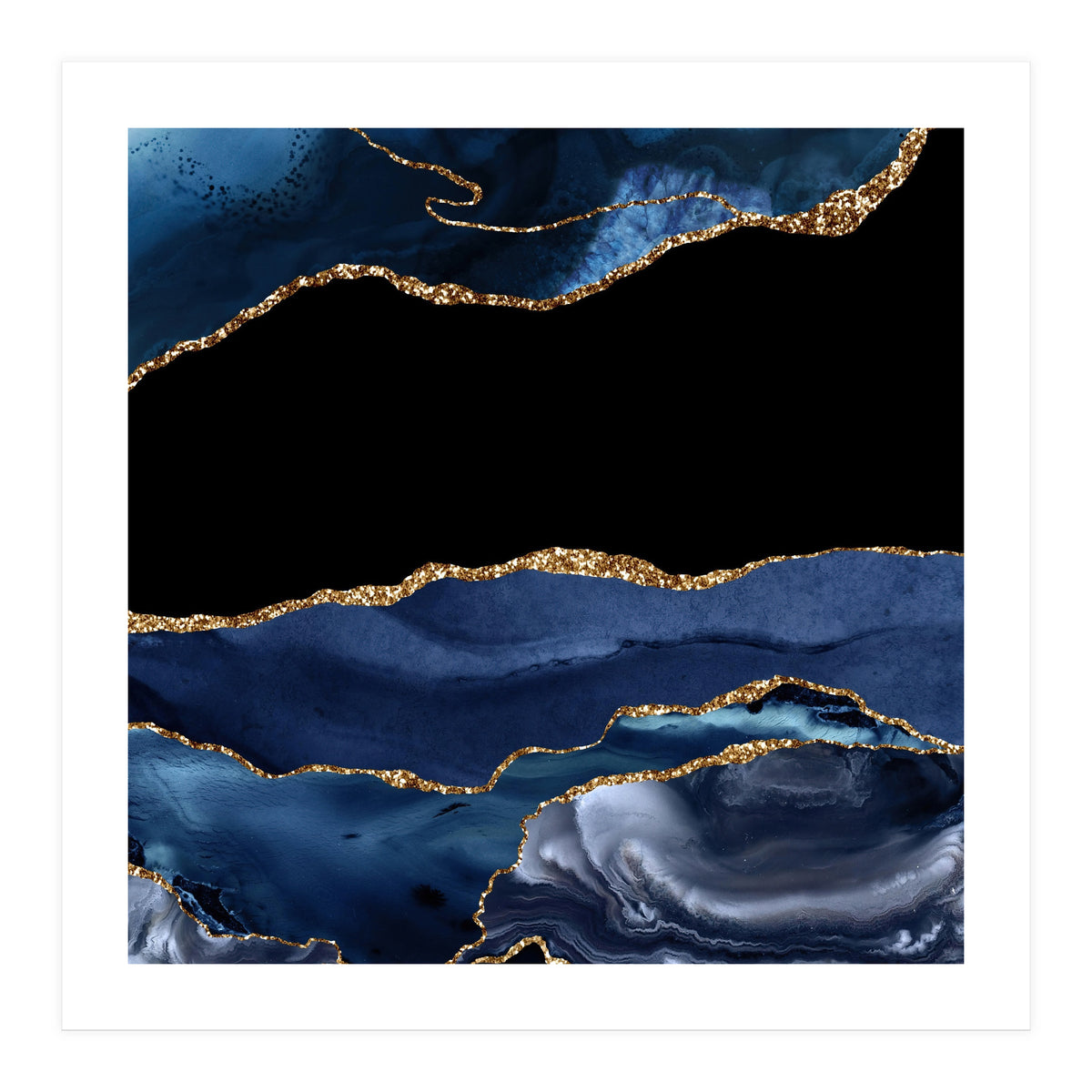 Navy & Gold Agate Texture 16  (Print Only)