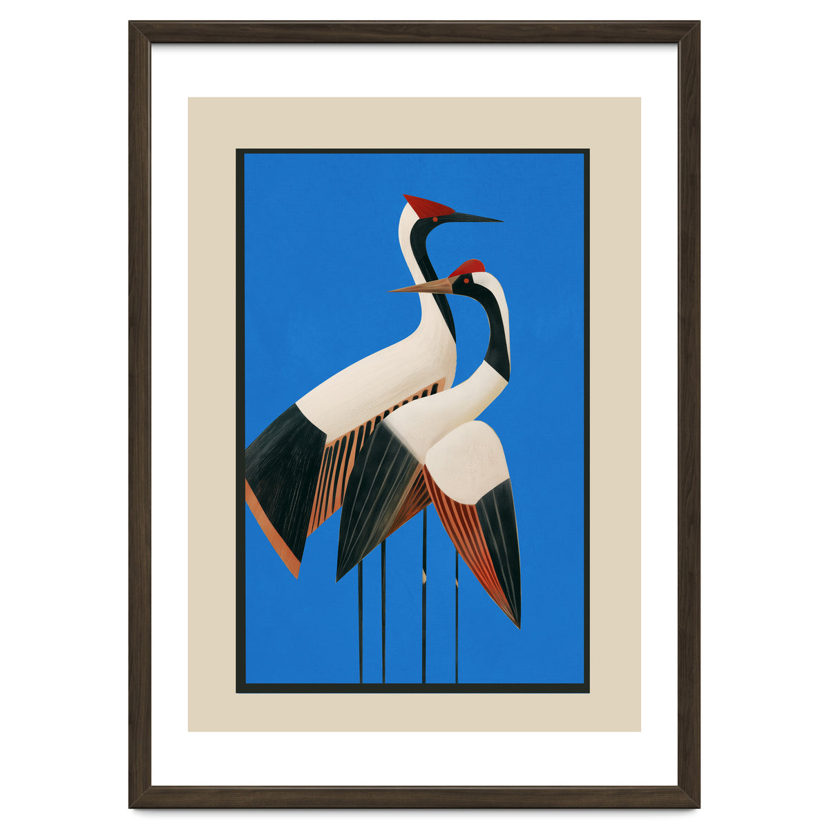 Stillness In Motion Abstract Cranes In Blue