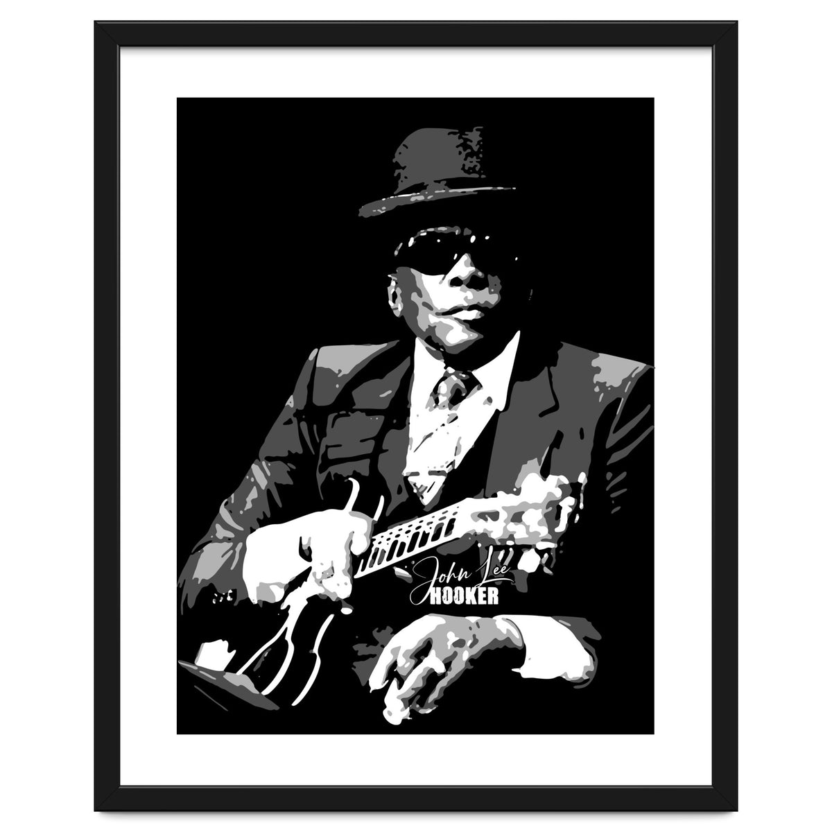 John Lee Hooker American Blues Guitarist in Grayscale