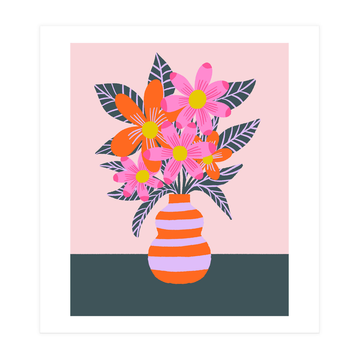 Colorful Flowers In a Vase (Print Only)