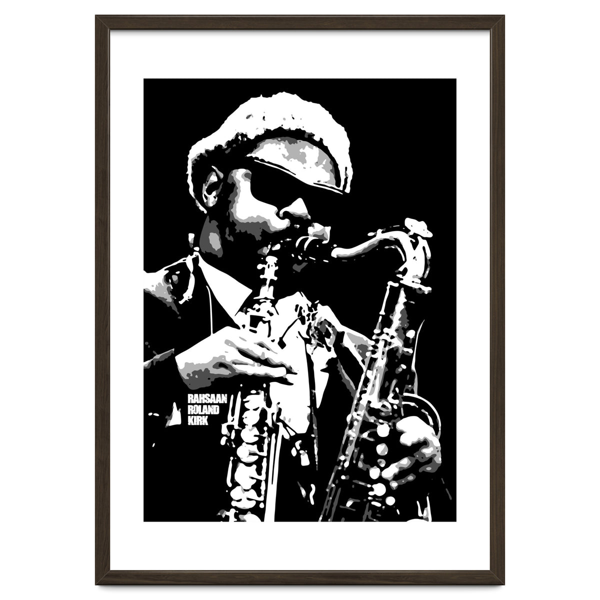 Rahsaan Roland Kirk American Jazz Multi-Instrumentalist in Grayscale 2