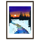 Purple Midnight, Snow River Full Moon Nature Landscape Painting, Winter Travel Adventure Places thumbnail