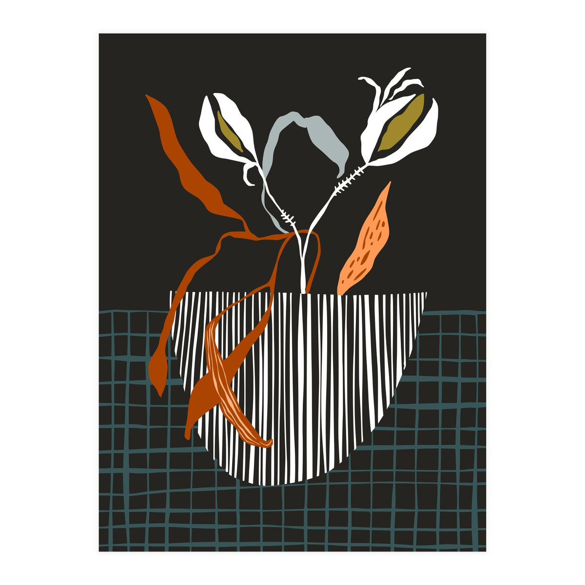 Midcentury plant pot dark (Print Only)