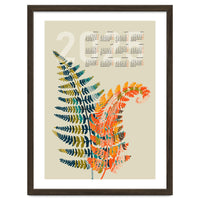 Calendar 2025 colorful fern leaves