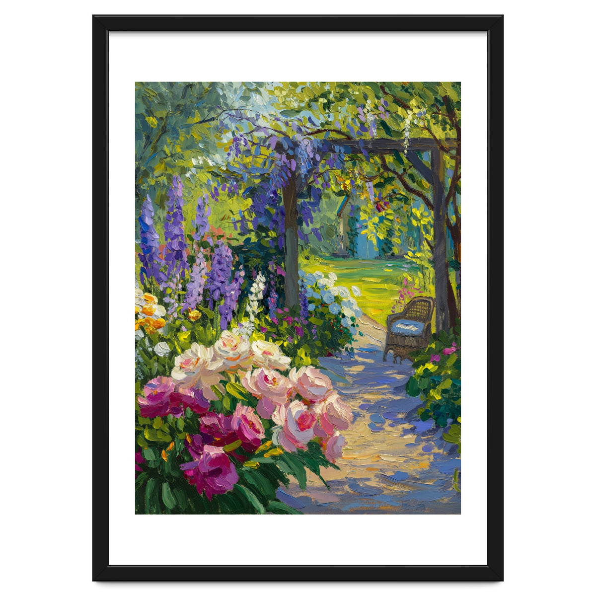 Serene Summer Garden Path Oil Painting