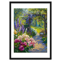 Serene Summer Garden Path Oil Painting