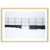 The entrance gate of the snow-covered baseball field thumbnail