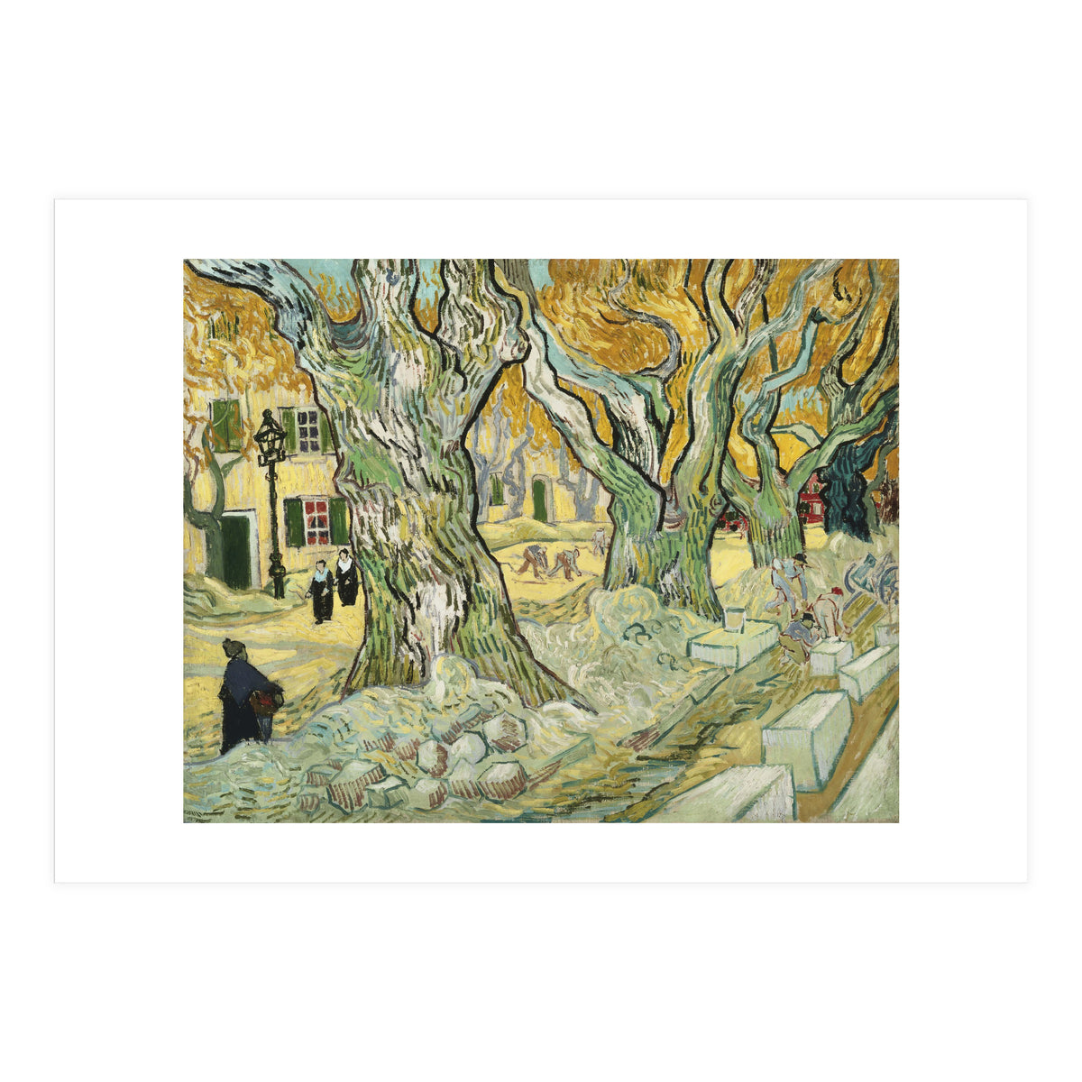 VINCENT VAN GOGH: The Road Menders. Date/Period: 1889. Painting. Oil on canvas. (Print Only)