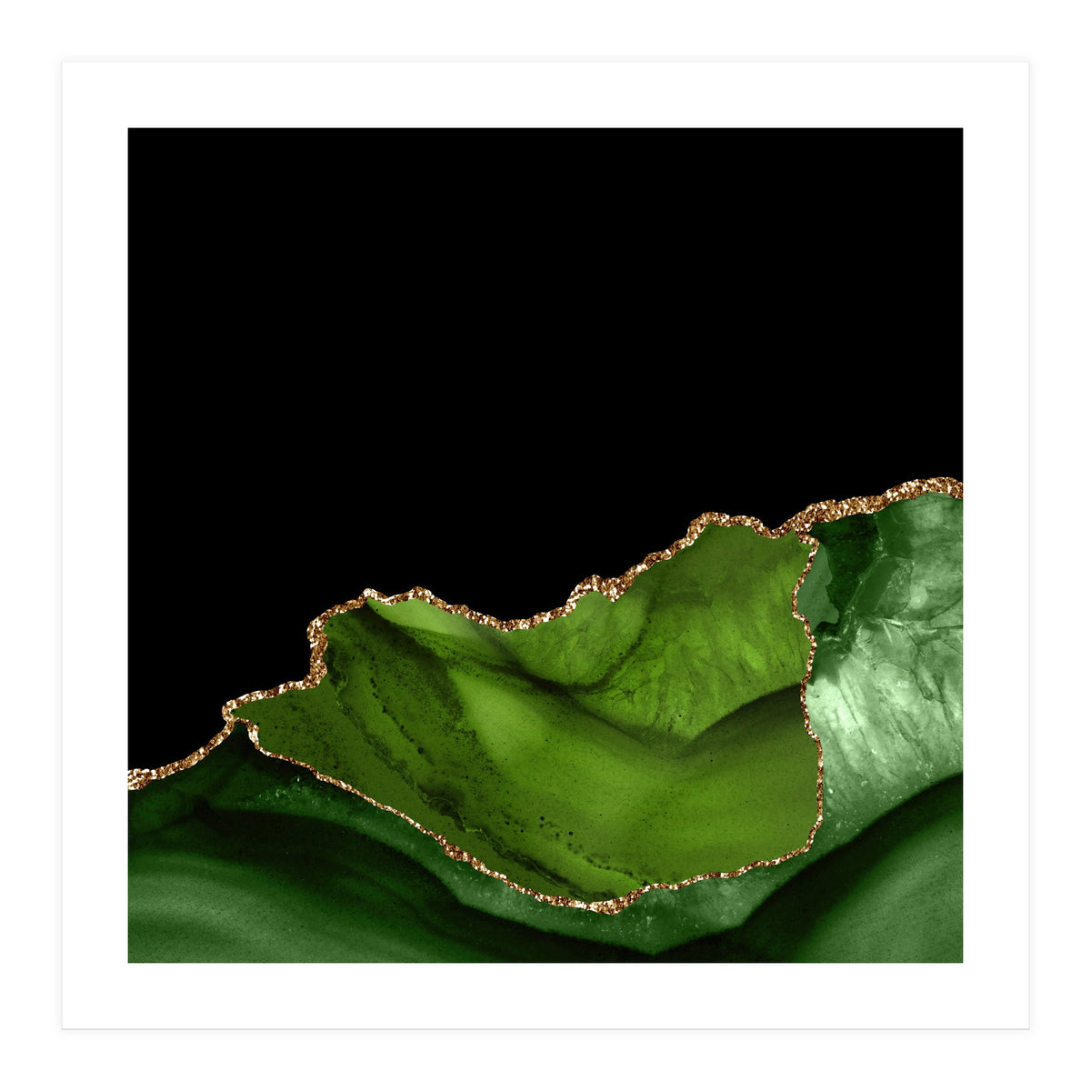 Green & Gold Agate Texture 06 (Print Only)