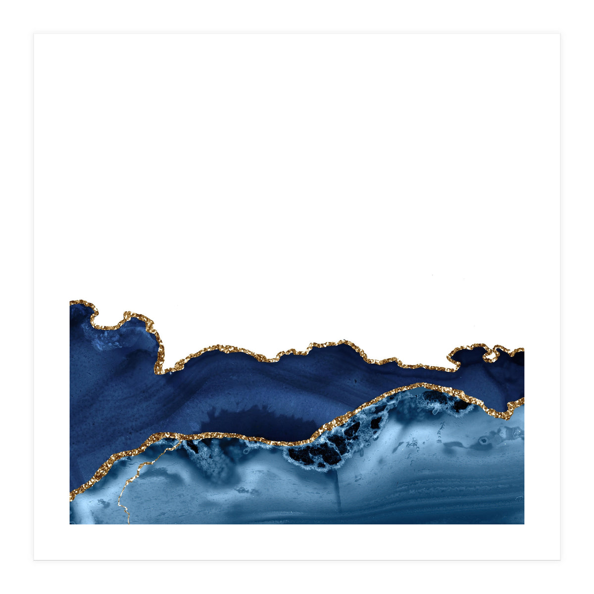 Navy & Gold Agate Texture 26  (Print Only)