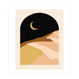 Desert Nights, Modern Bohemian Travel Sand Dunes, Eclectic Moon Stars Vintage Arc, Pastel Building Nature Landscape (Print Only) thumbnail