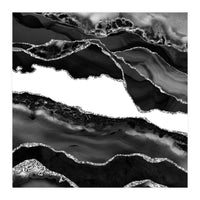 Black & Silver Agate Texture 06  (Print Only)