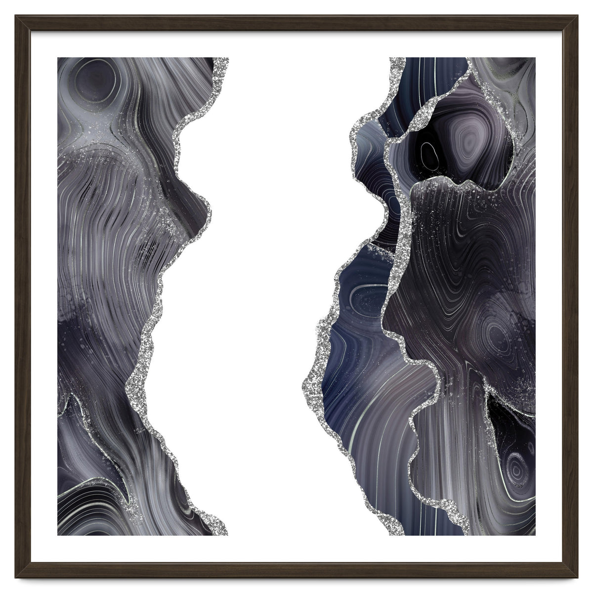 Black & Silver Glitter Agate Texture 05