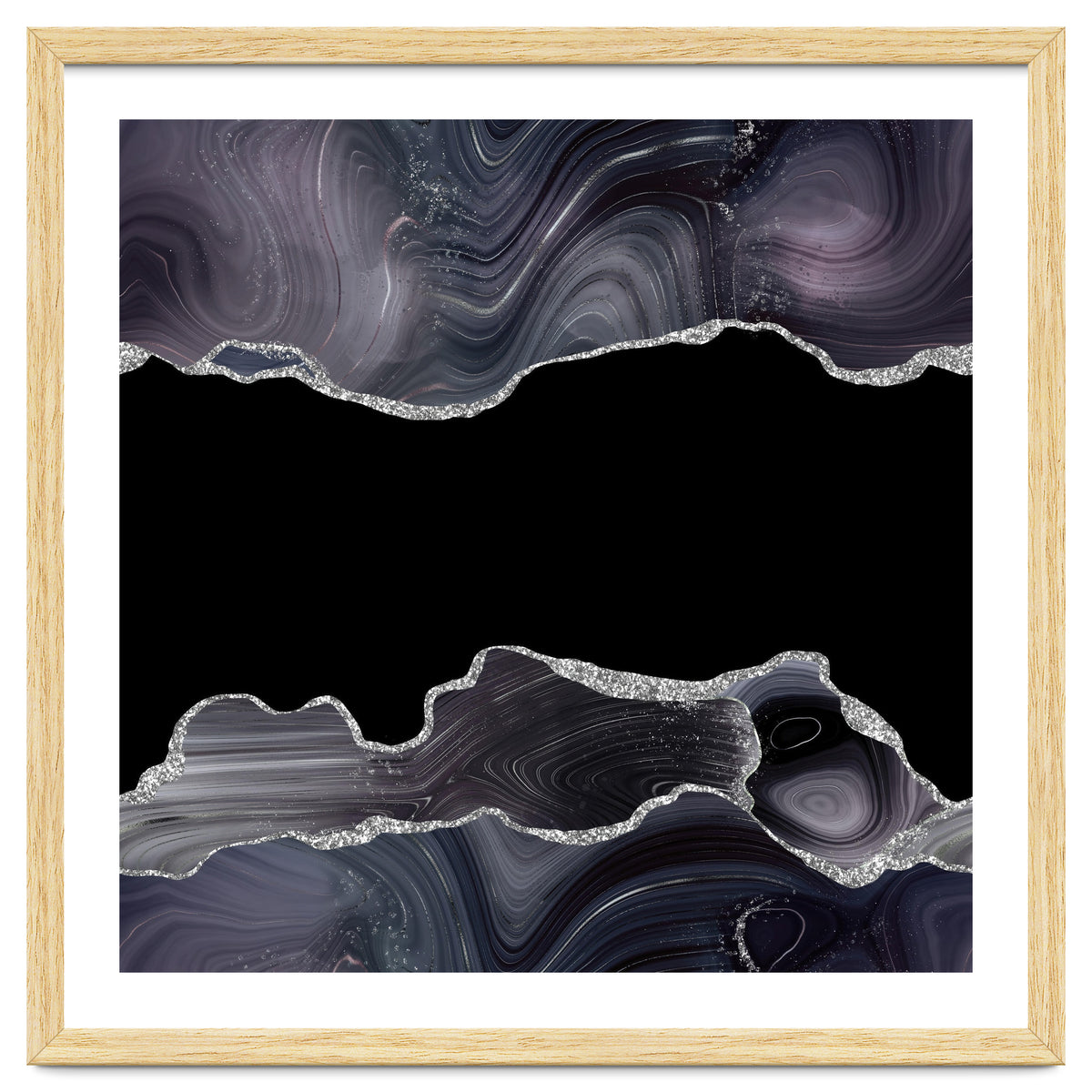 Black & Silver Glitter Agate Texture 03