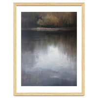 Atmospheric Golden Autumn Forest Reflection Oil Painting
