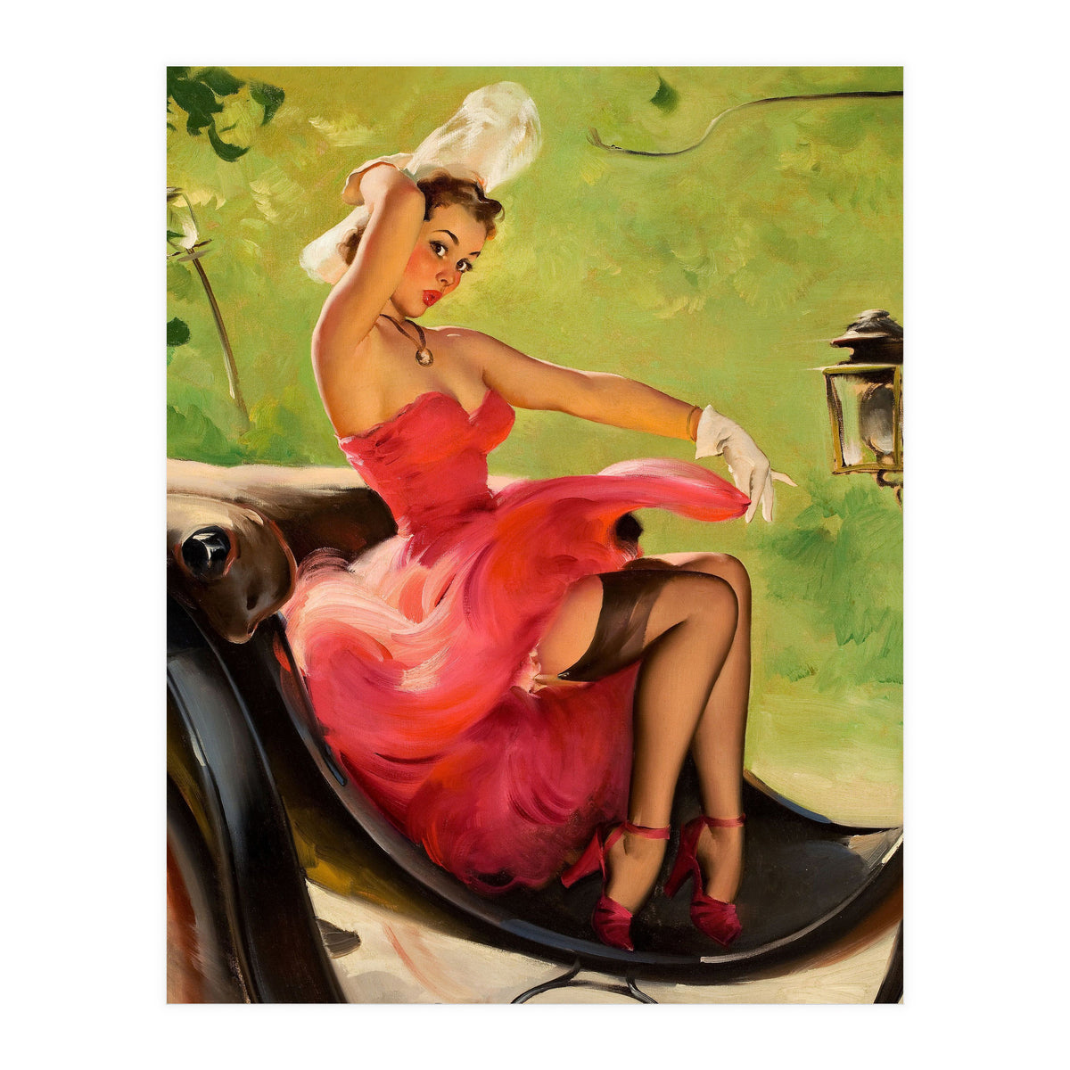 Pinup Girl On A Chariot Fast Ride (Print Only)