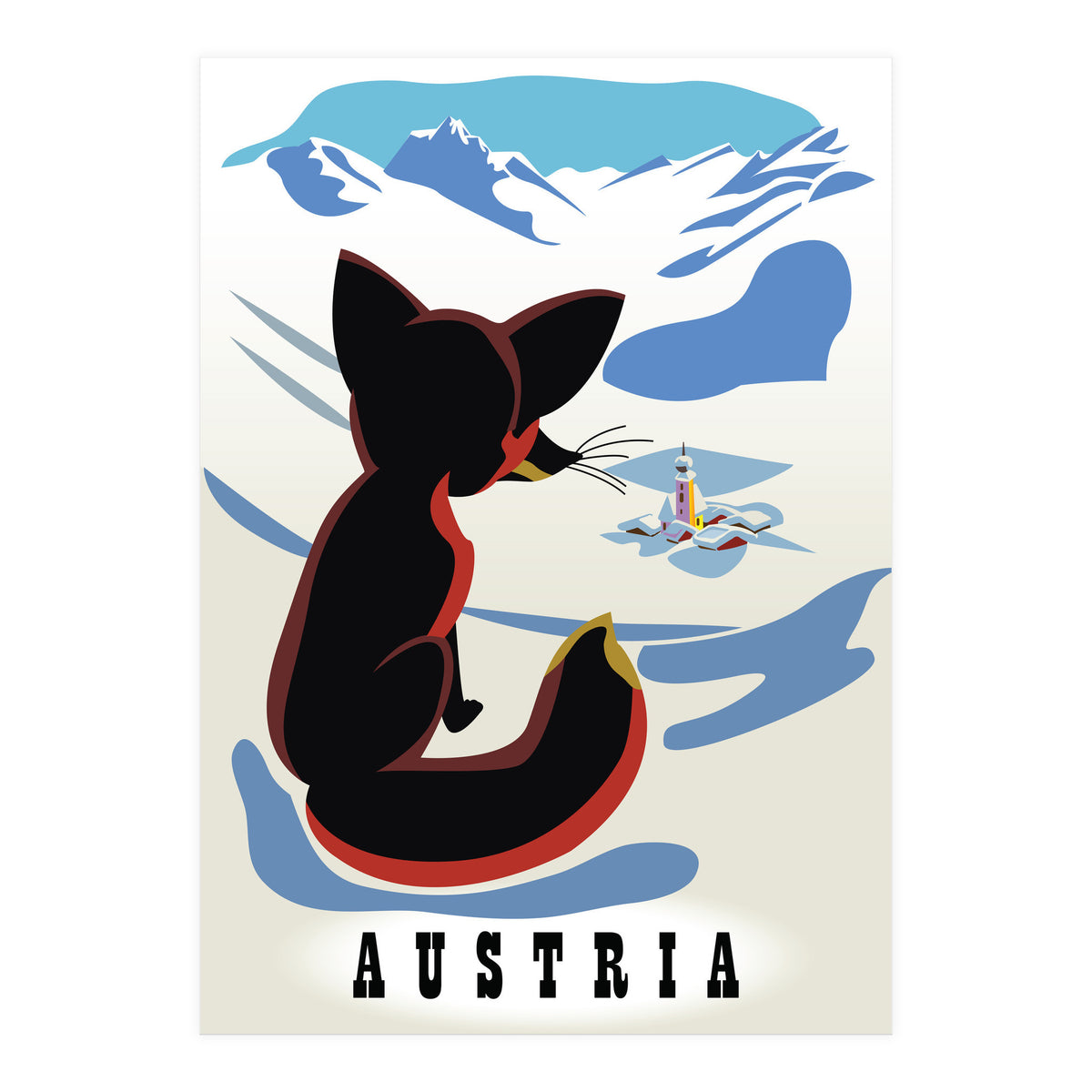 Austria Fox In The Snow (Print Only)