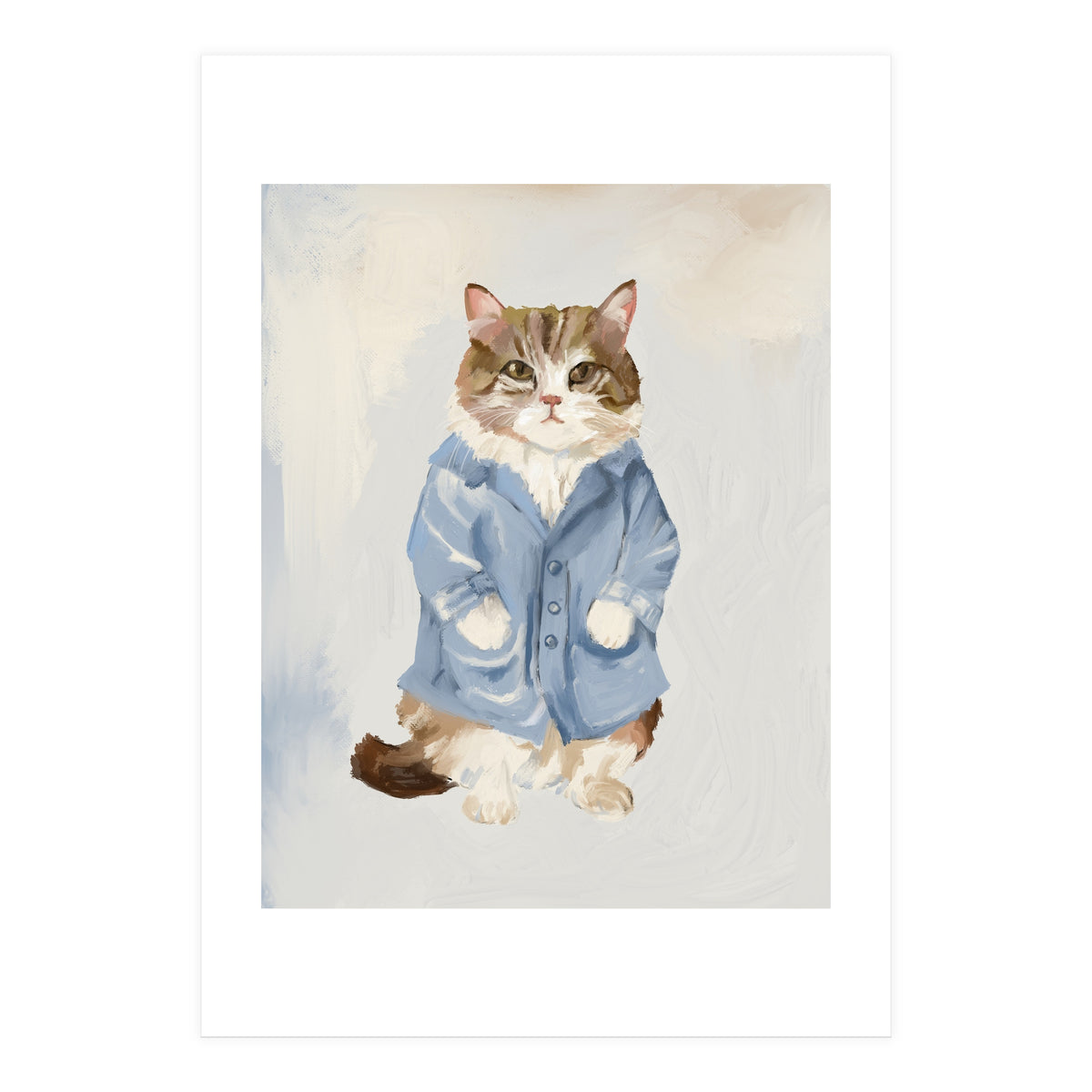 Sir James fluffy Tom cat in his blue pajamas oils (Print Only)