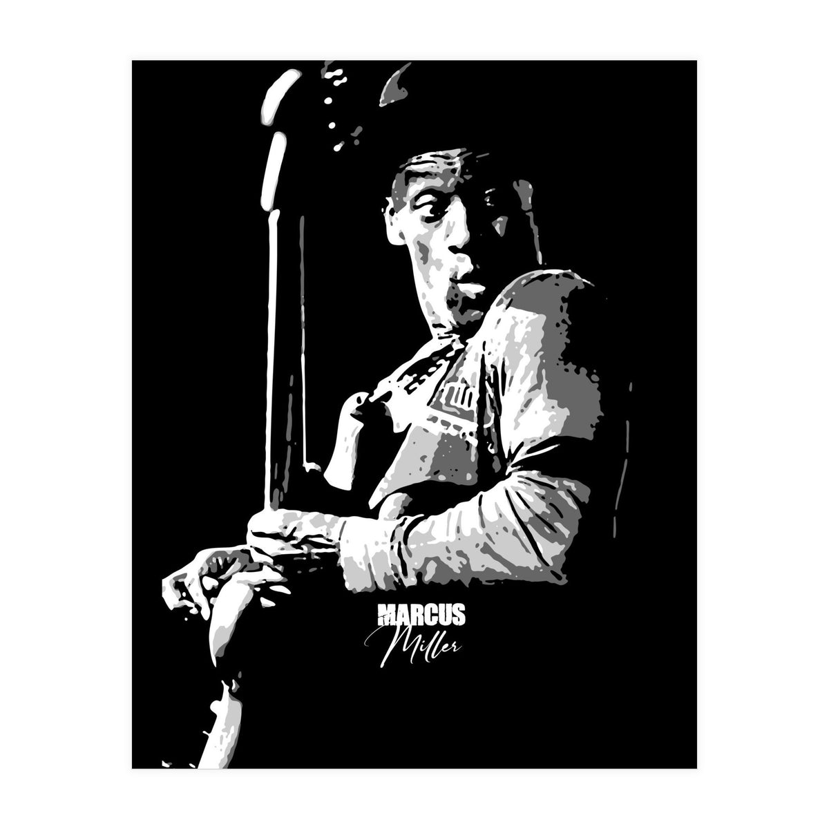 Marcus Miller American Music Legend in Grayscale (Print Only)