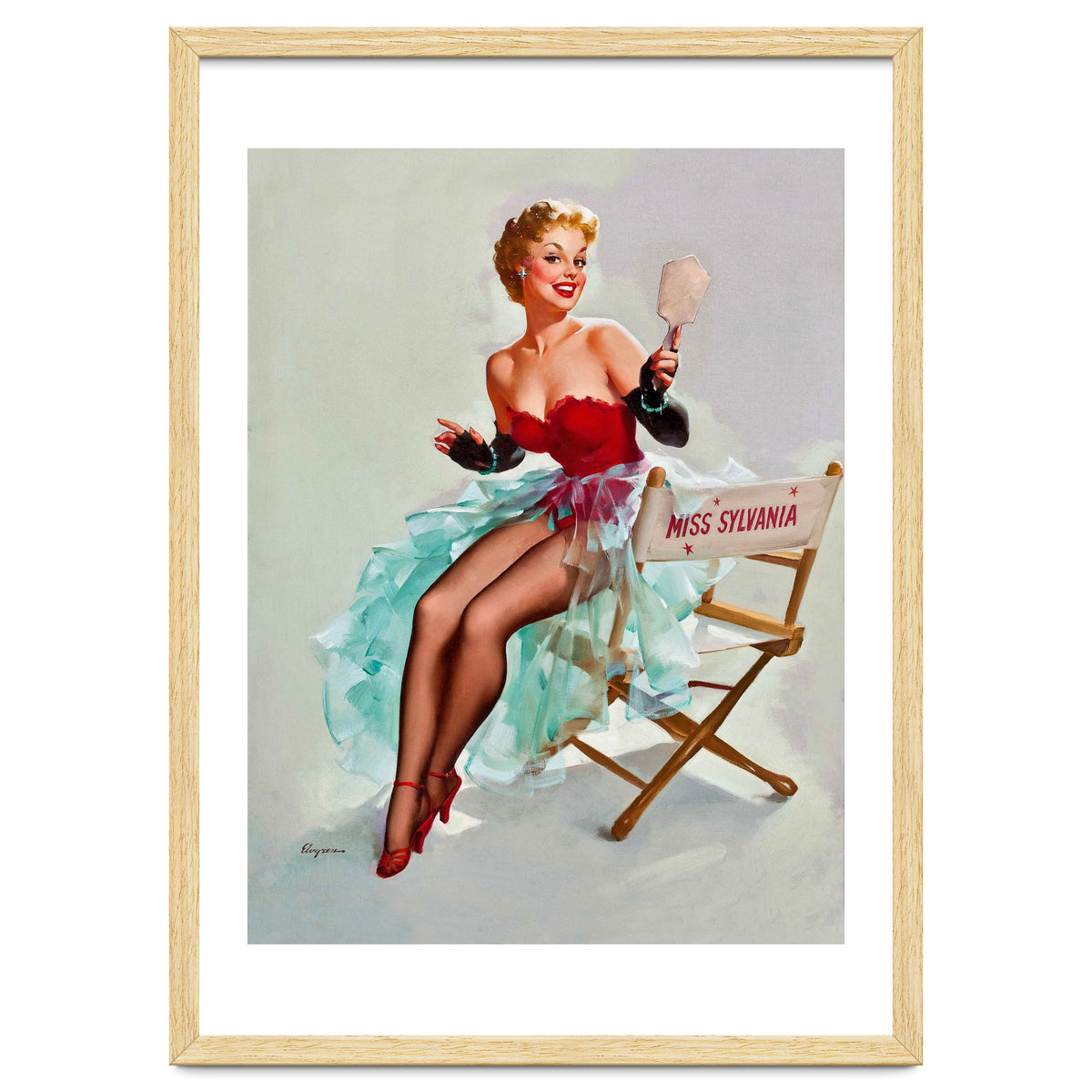 Sexy Pinup Actress Posing With a Mirror