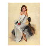 Smiling Young Woman Posing With Flower (Print Only) thumbnail