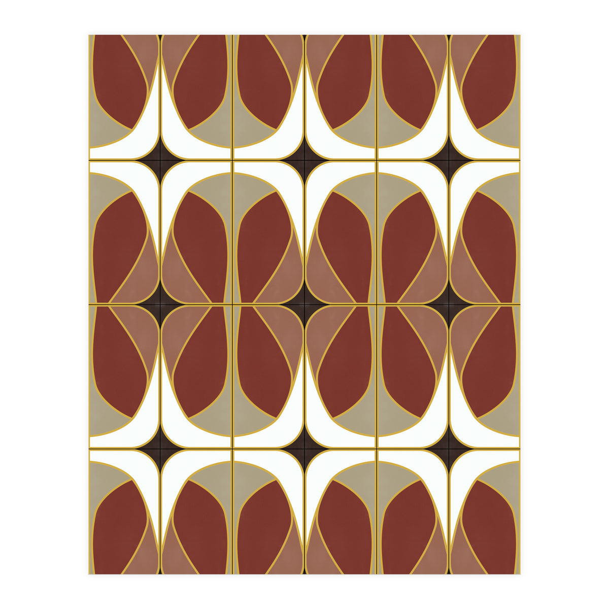 Umber Nouveau Tiles (Print Only)