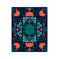 Clovers And Flowers Teal and Orange (Print Only)