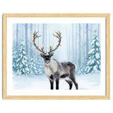 Reindeer with Christmas Lights, Deer Magical Winter Art thumbnail