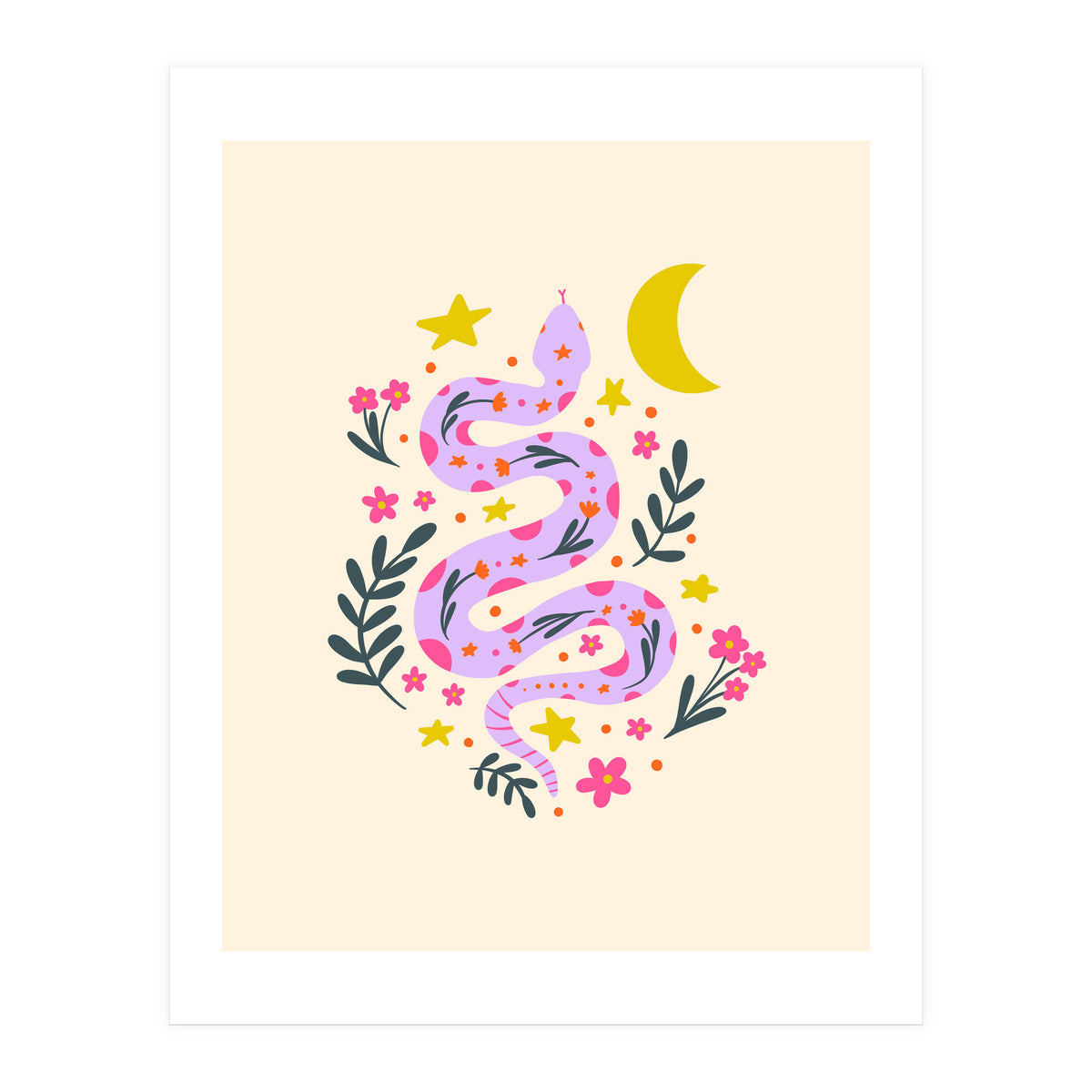 Lunar Snake  - lavander and cream (Print Only)