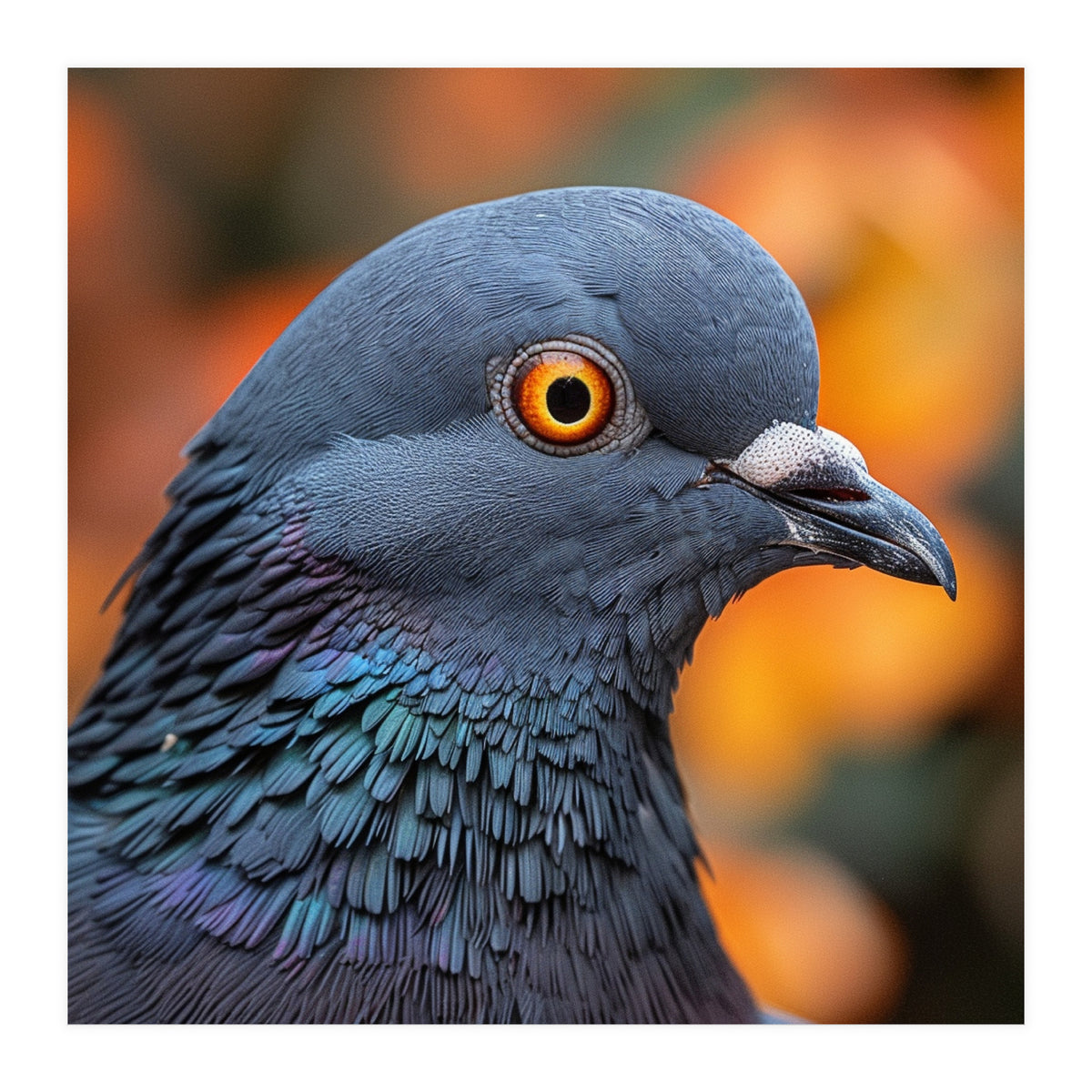 Close Up Of A Pigeon's Head And Neck (Print Only)