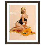 Pinup Woman Is Posing On A Beach thumbnail