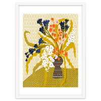 Floral Contemporary Still Life Mustard Yellow