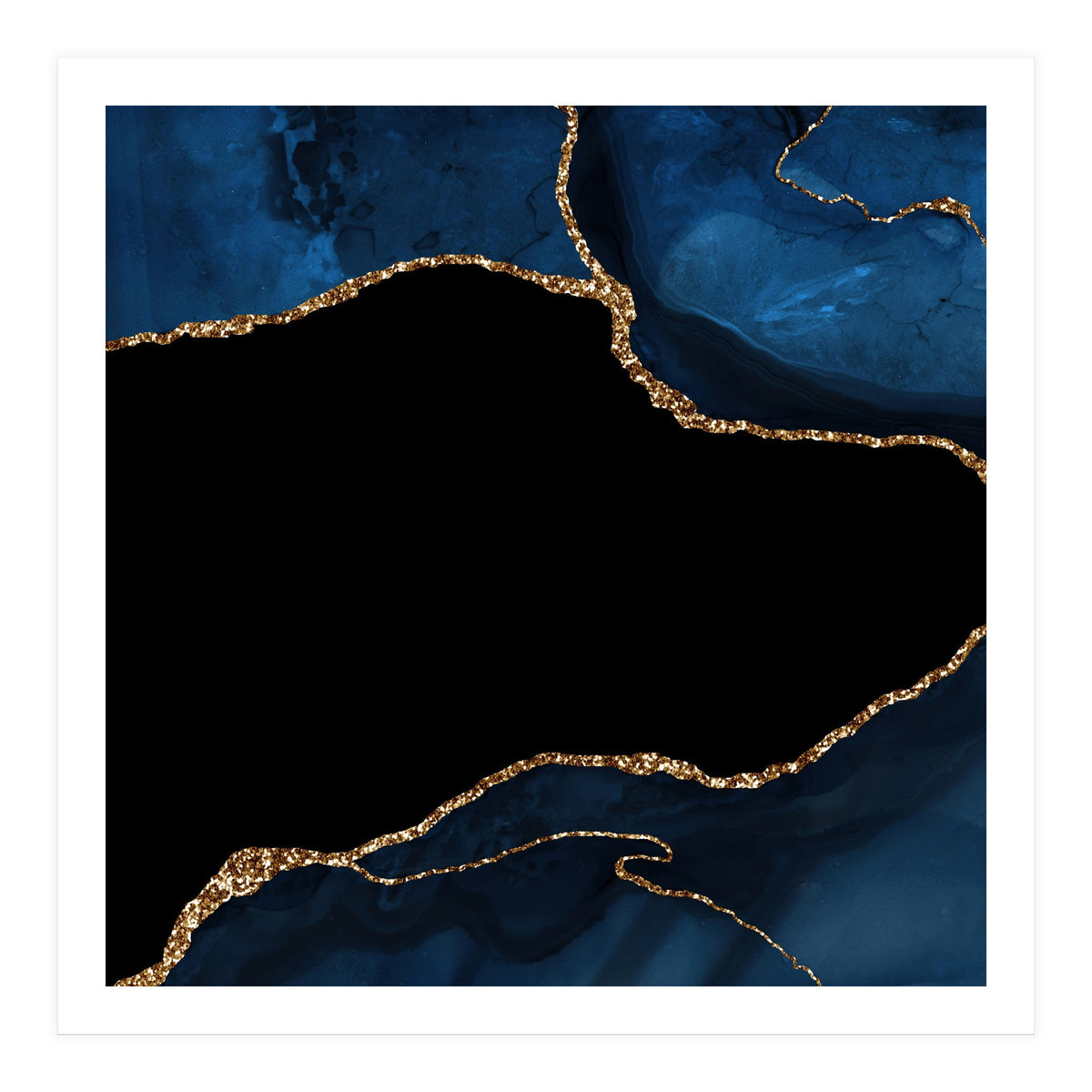 Navy & Gold Agate Texture 04  (Print Only)