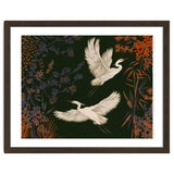 White Herons Flying Asian Art thumbnail