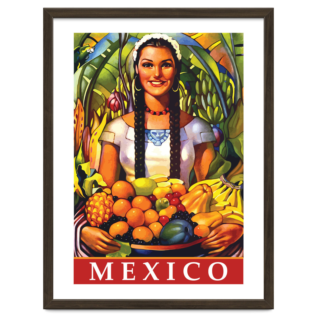 Mexico, Woman With Fruit Basket