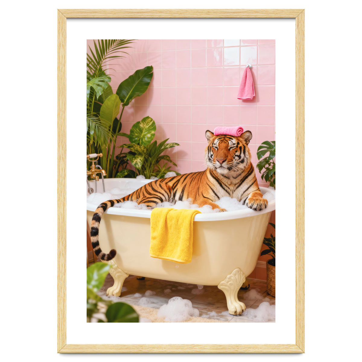 Leopard in Bathtub, Surreal Bathroom Scene