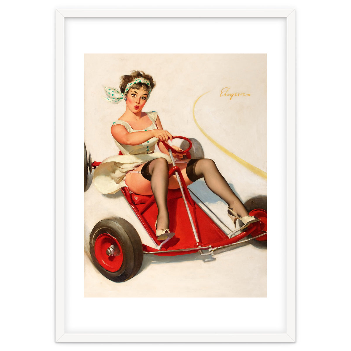 Pinup Sexy Girl On A Go Cart Car