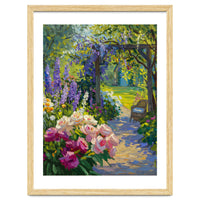 Serene Summer Garden Path Oil Painting